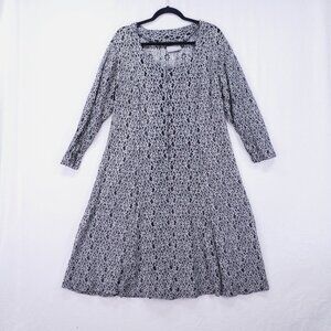 Zenobia Women's Mid Length Dress Black White Lace Cottagecore Peasant Whimsical